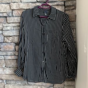 F21 | silky striped boyfriend shirt